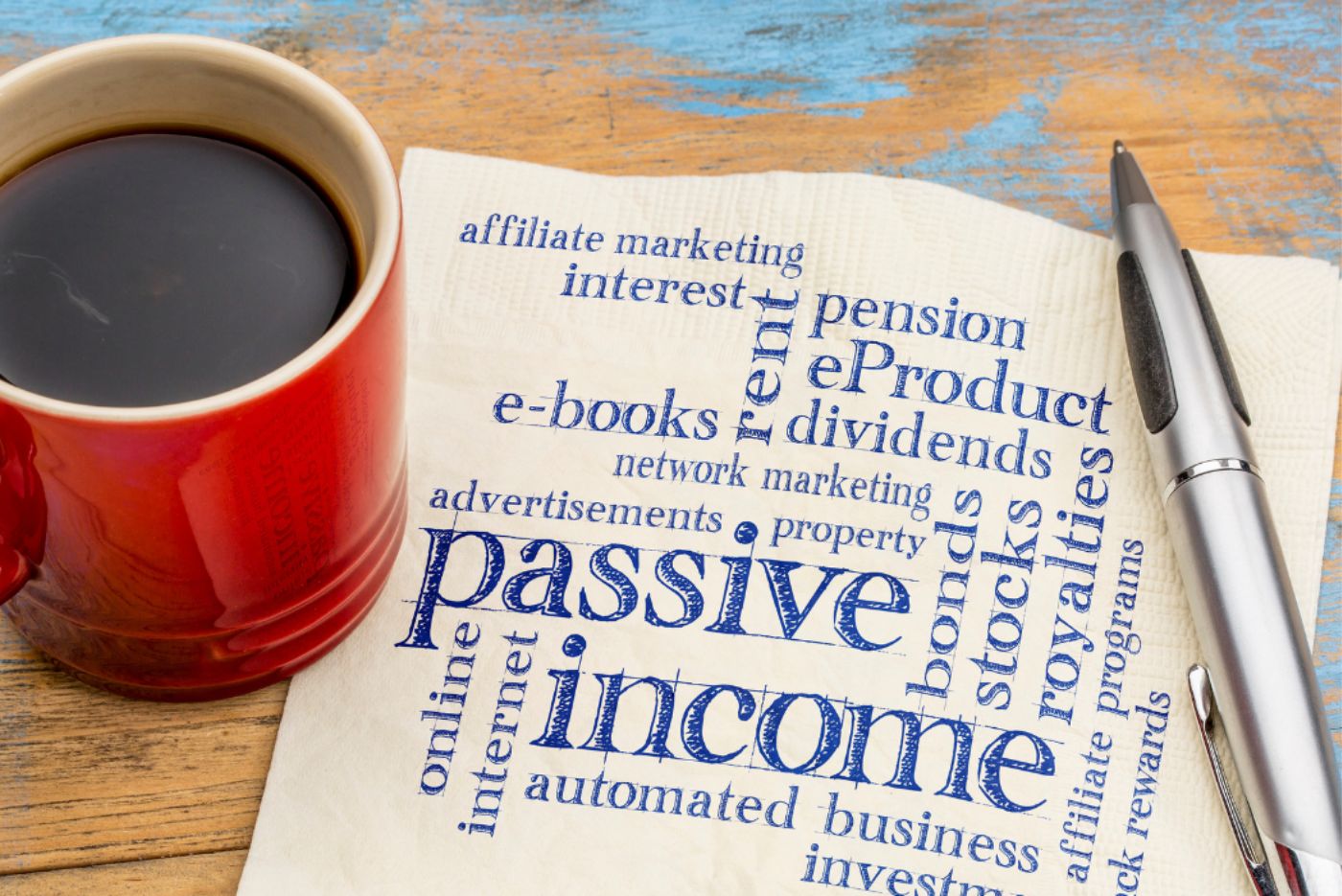 Passive income graphic on napkin Passive income graphic on napkin