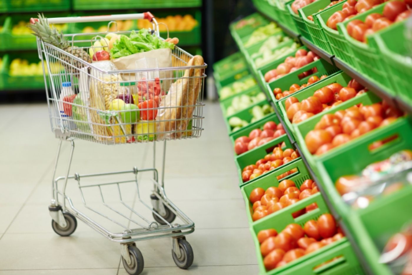 Inflation represented through grocery trolley